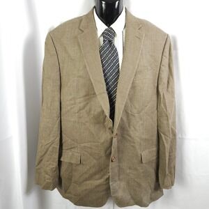 Lauren Ralph Lauren Silk Wool Blazer Men 46L Beige 2 Button‎ Spoprts Coat